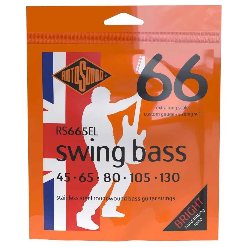 Rotosound E-bass-strenger Swing Bass 66 - Sett 5-strengers ekstra lang Custom 45-130 (RS665EL)