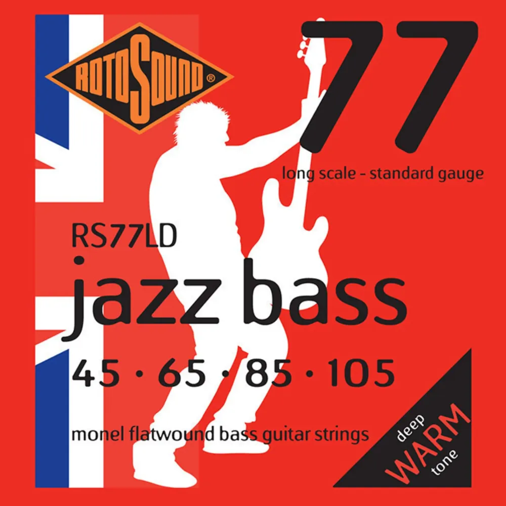 Rotosound Jazz Bass-strenger Jazz Bass 77 - Sett 4-strengs Flatwound Standard 45-105 (RS77LD)