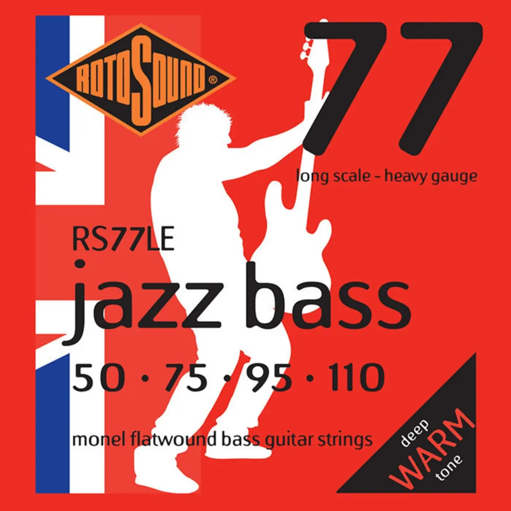 Rotosound Jazz Bass-strenger Jazz Bass 77 - Sett 4-strengs Flatwound Heavy 50-110 (RS77LE)