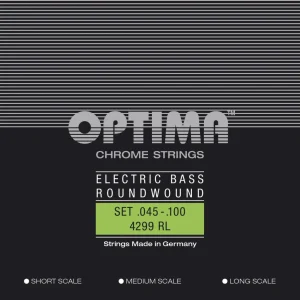 Optima E-Bass Strings Chrome Strings. Round Wound Medium Scale - Set 4-string reg-light (4299M)