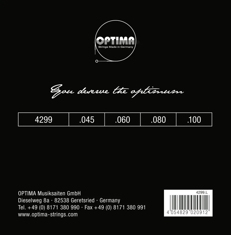 Optima E-Bass Strings Chrome Strings. Round Wound Medium Scale - Set 4-string reg-light (4299M)