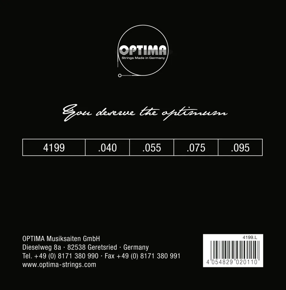 Optima E-Bass Strings Chrome Strings. Round Wound Medium Scale - Set 4-string light (4199M)