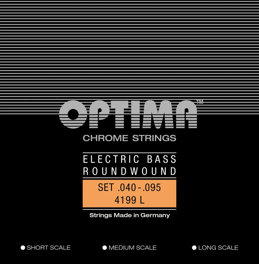 Optima E-Bass Strings Chrome Strings. Round Wound Medium Scale - Set 4-string light (4199M)