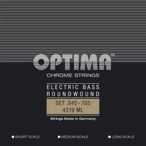 Optima E-Bass Strings Chrome Strings Round Wound Long Scale - Set 4-string med-light (4319ML)