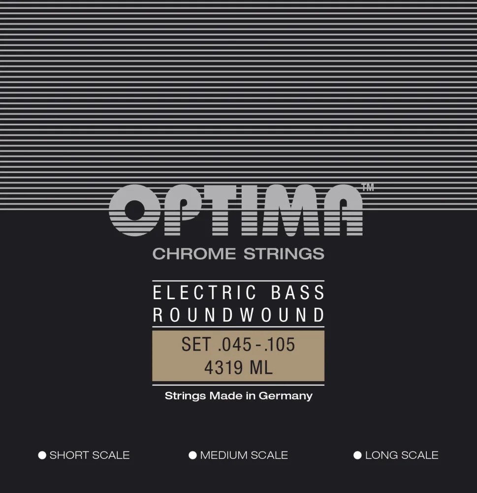 Optima E-Bass Strings Chrome Strings Round Wound Long Scale - Set 4-string med-light (4319ML)