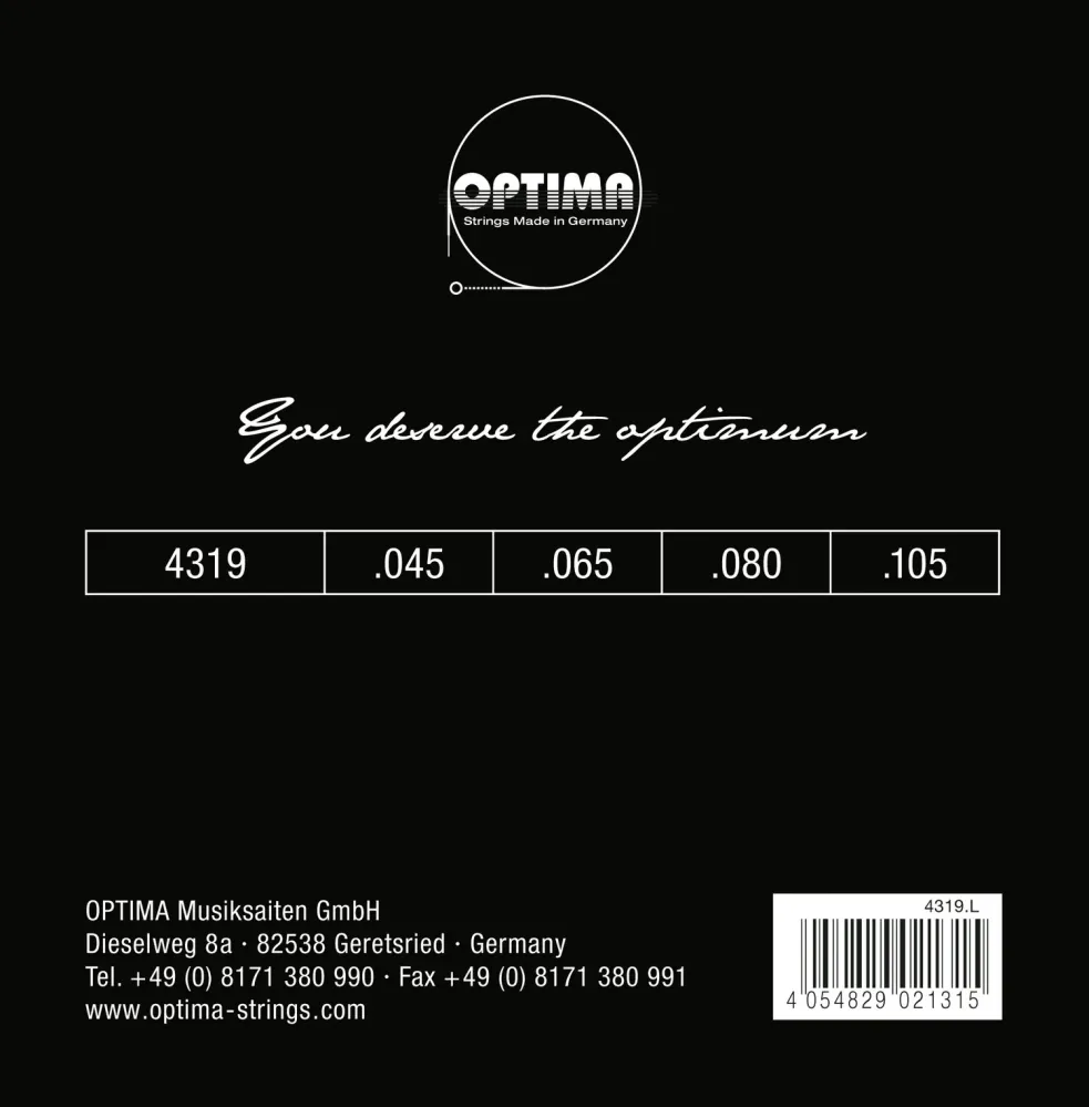Optima E-Bass Strings Chrome Strings Round Wound Long Scale - Set 4-string med-light (4319ML)