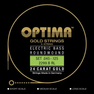 Optima E-Bass Strings Gold Strings Round Wound long scale - Set 5-string reg-light (2299B)