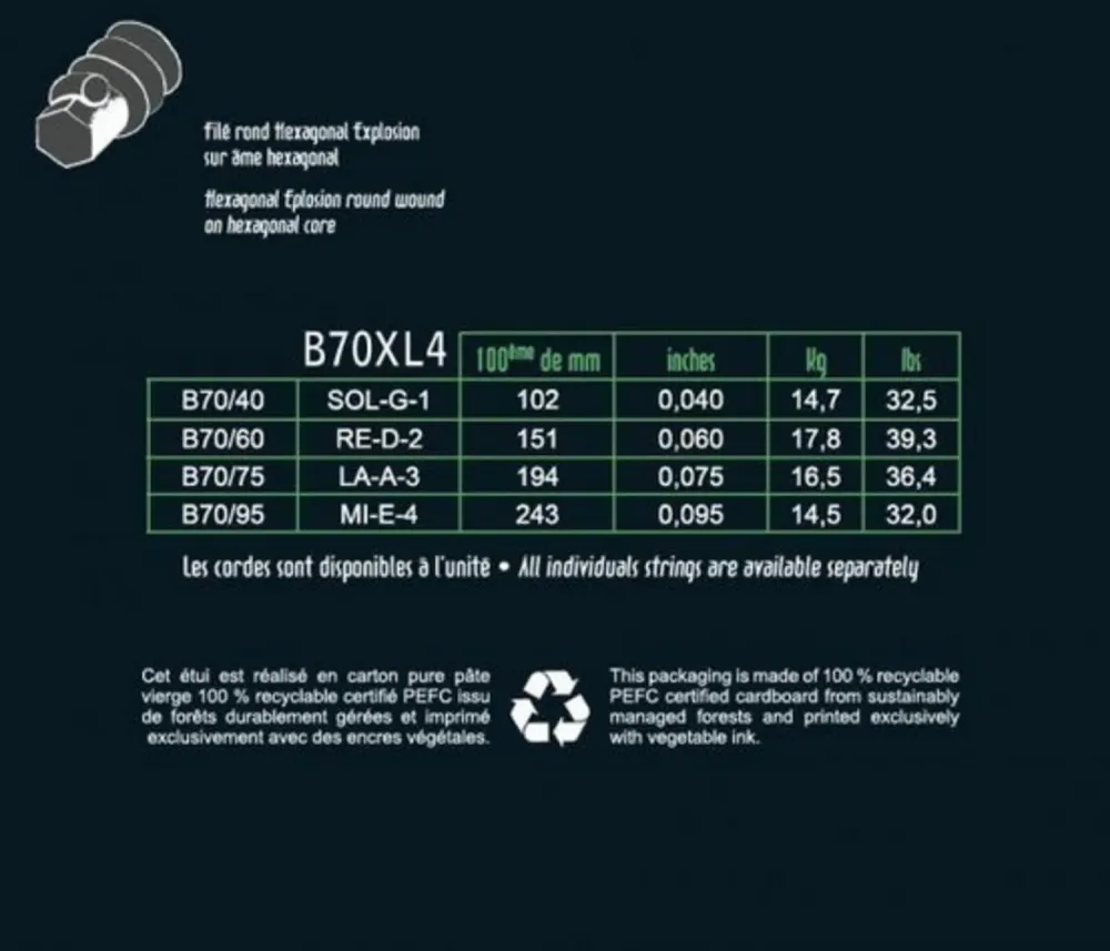 Savarez E-Bass Strings Hexagonal Explosion - 4-str. Ex-Light (B70XL4)
