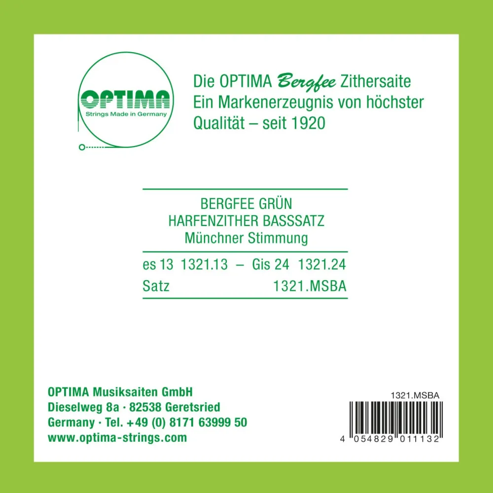 Optima Strings zither Harp/air resonance zither nylon green 1321 - Bass-Set (1321.MSBA)