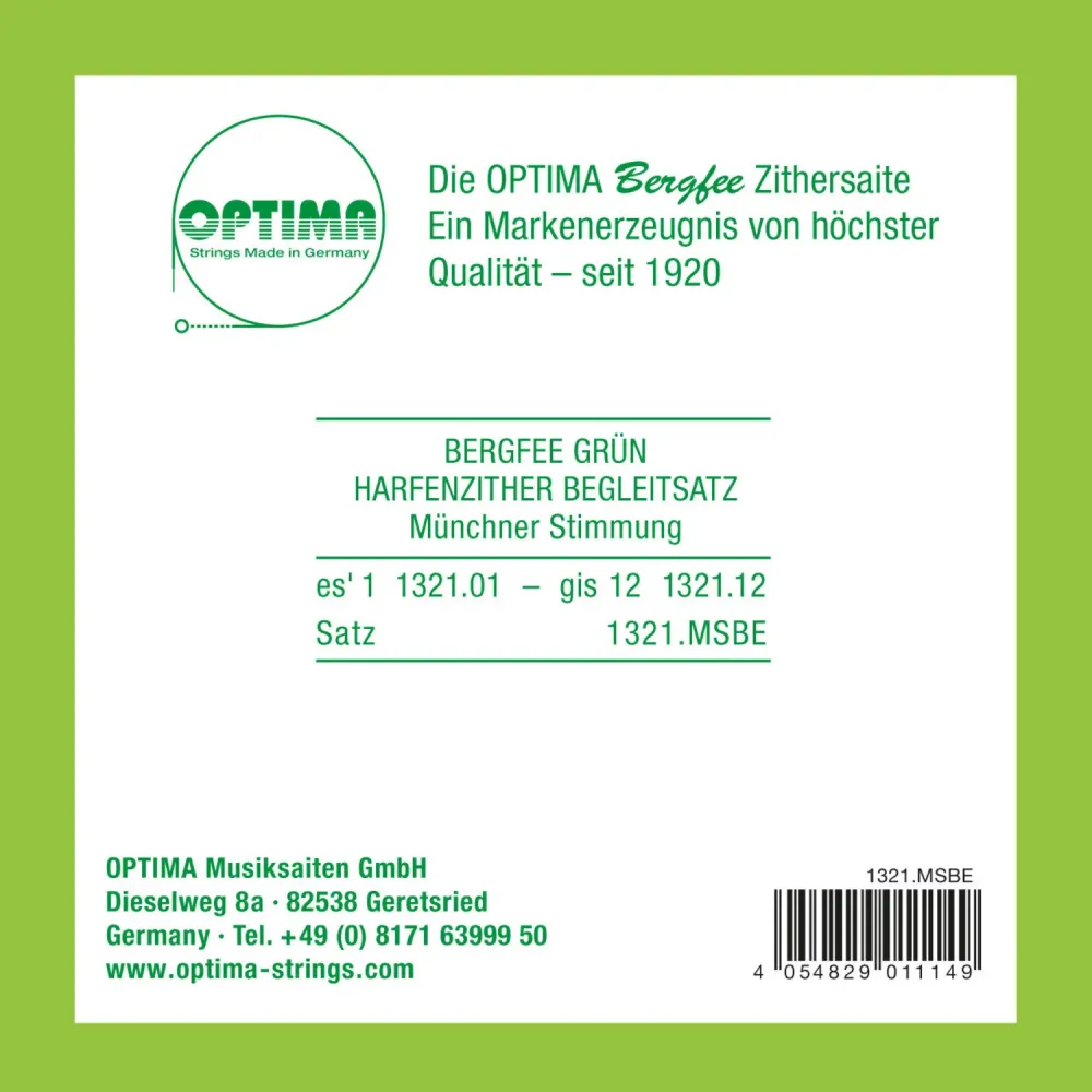 Optima Strings zither Harp/air resonance zither nylon green 1321 - Set (1321.MSBE)
