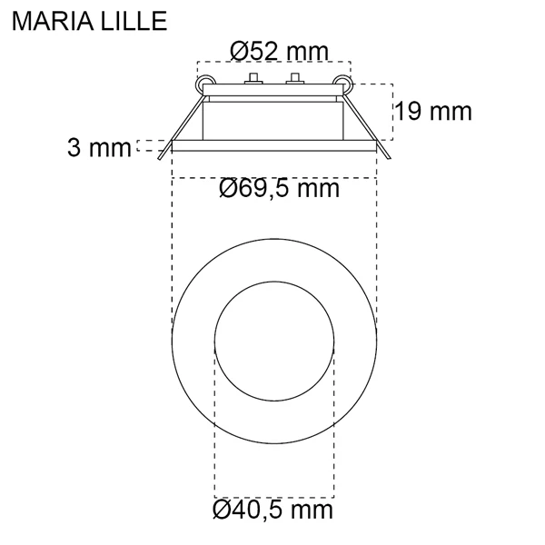 Casolux, Maria LED innfelt spot 10-32V, alu hvit, IP65, 2W, 3000K, 170 lumen, Ø52/69 mm