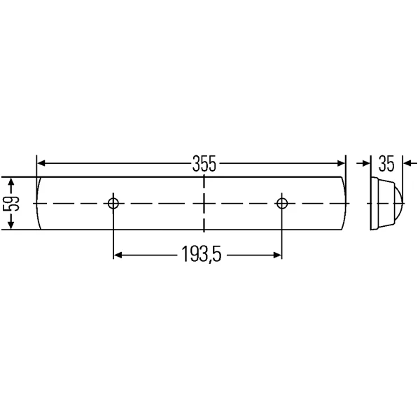 Hella, LED-lysrør, Hvit, 3,5 W, 10-31 V, 355 mm (Dybde: 35 mm, Høyde: 59 mm)