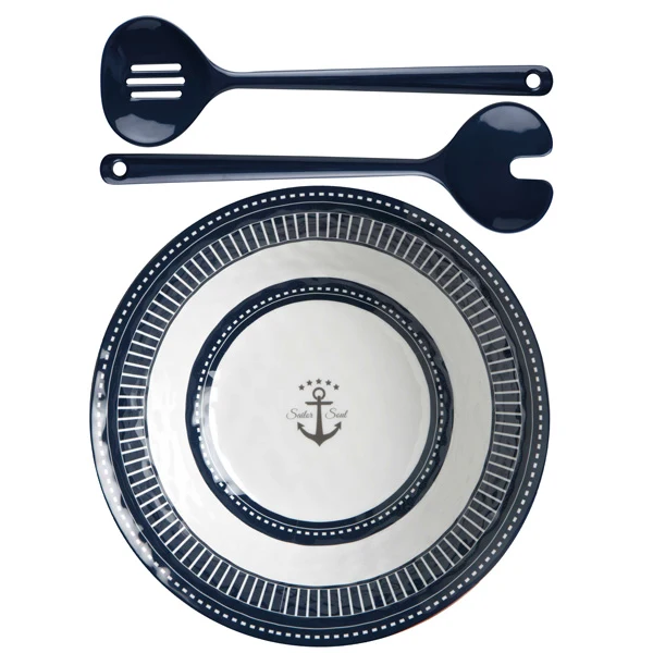 Marine Business, Sailor Soul Salatskål Ø27 cm, Marineblå/Hvit, Melamin