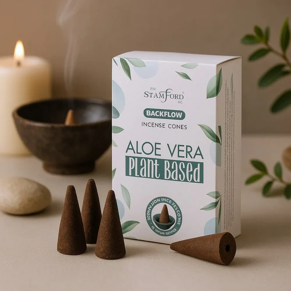 Tilbakestrøms Røkelseskjegler Aloe Vera 12 Pakke