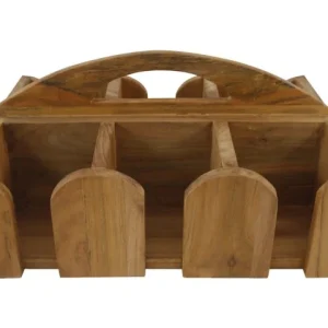 Eude, Krus/koppholder 6 stk med håndtak i teak, 29,5x22x15 cm