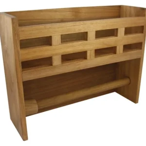 Eude, Oppbevaringsstativ med papirholder, Teak, 33x10x25,5 cm