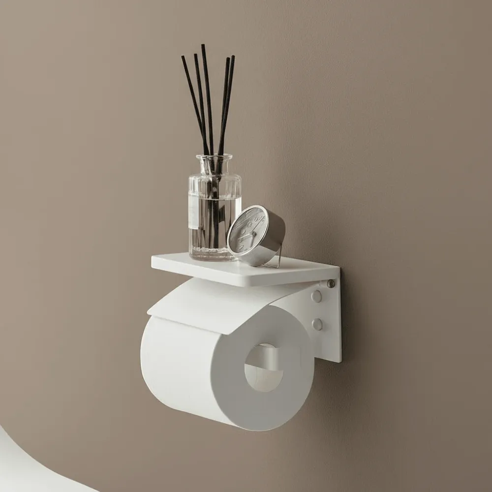 Veggmontert toalettpapirholder hvit