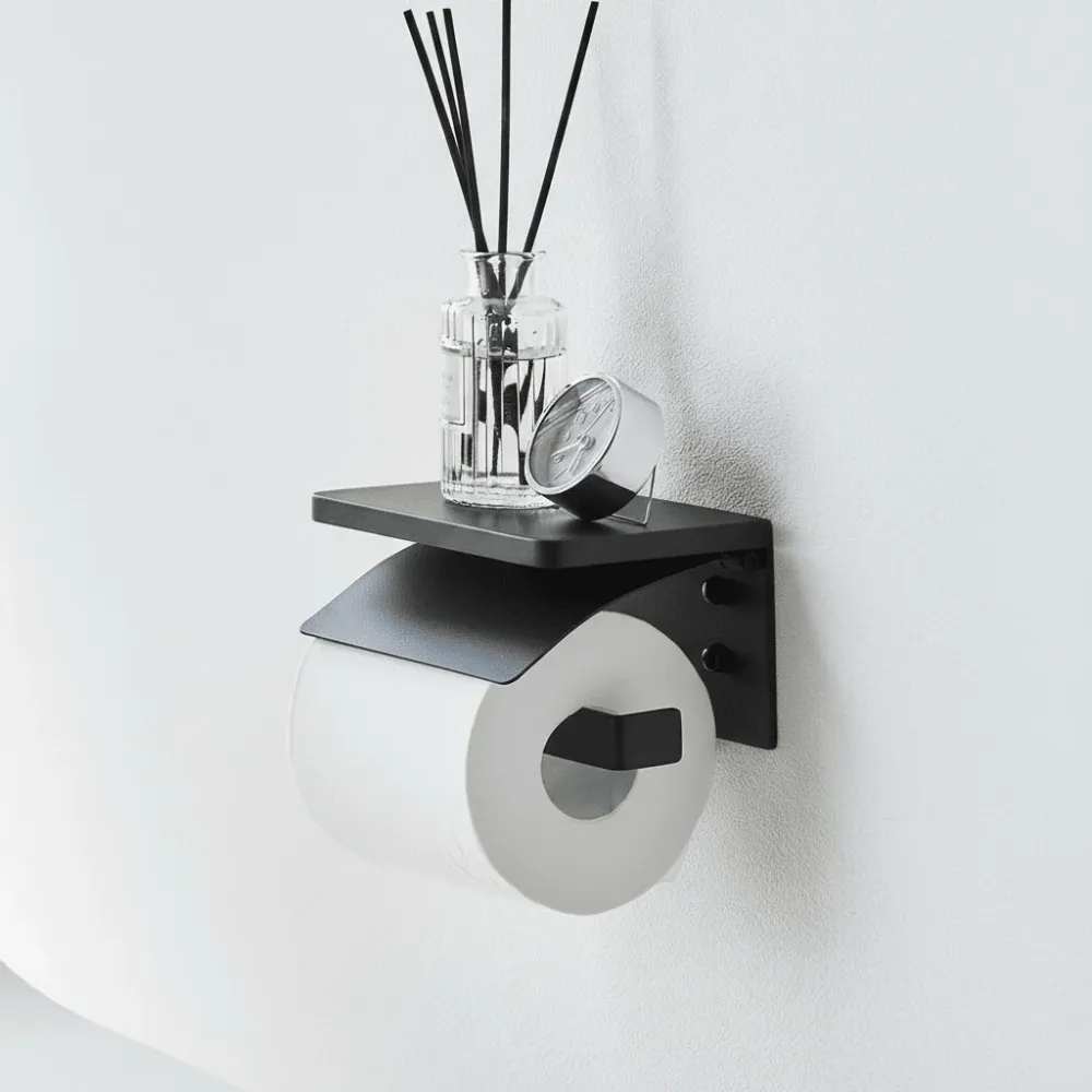 Veggmontert toalettpapirholder sort