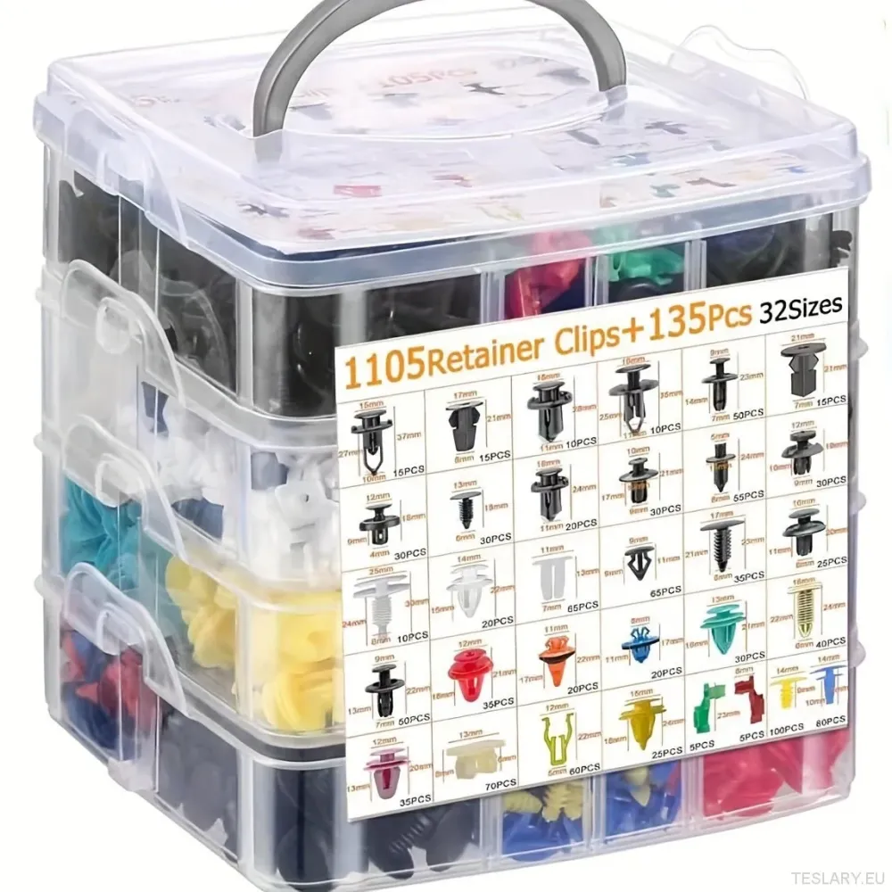 1105pcs Assorterte bilklipp, 4-lags plastholderklipp, universelle bilkroppsdeler og tilbehør, PP-materiale, bilkroppsklipp...