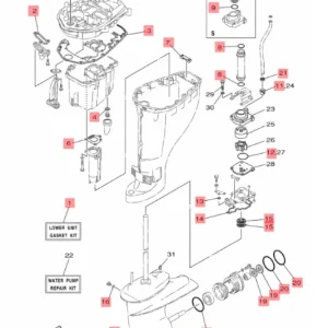 Yamaha girhus pakningssett 65W-W0001-23 – F25 (2003–2015)