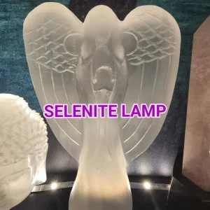 Handmade Selenite Crystal Angel Led Lamp, Energy Clearing, Meditation Gift (20cm)