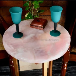 UNIQUE NATURAL STONE HOME DECOR, ROSE QUARTZ - Sidetable & Sofabord Tabletop, 30x30cm