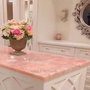 UNIQUE NATURAL STONE HOME DECOR, Rose Quartz Konsoll bordplate, 60x30cm