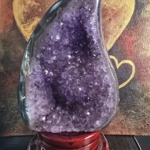 MÅNEDENS UTVALGTE / Natural Uruguay Amethyst & Agate Flame Geode, ca. 700gram, 14x10cm - FST0163