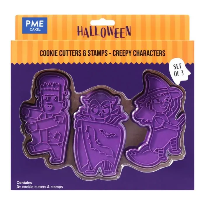 PME Utstikker m/ embosser - Creepy Characters- sett/6
