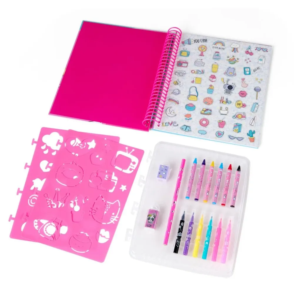 Cutie Crew Aktivitetsbok med stenciler og fargeblyanter - Sweet Princess