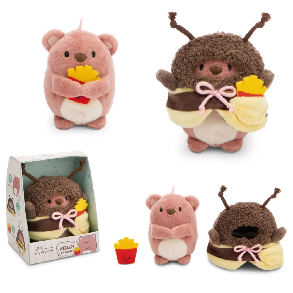NICI MyMochi Plysj 8 cm - Bamse Nomo i humlekostyme med chips og tilbehør