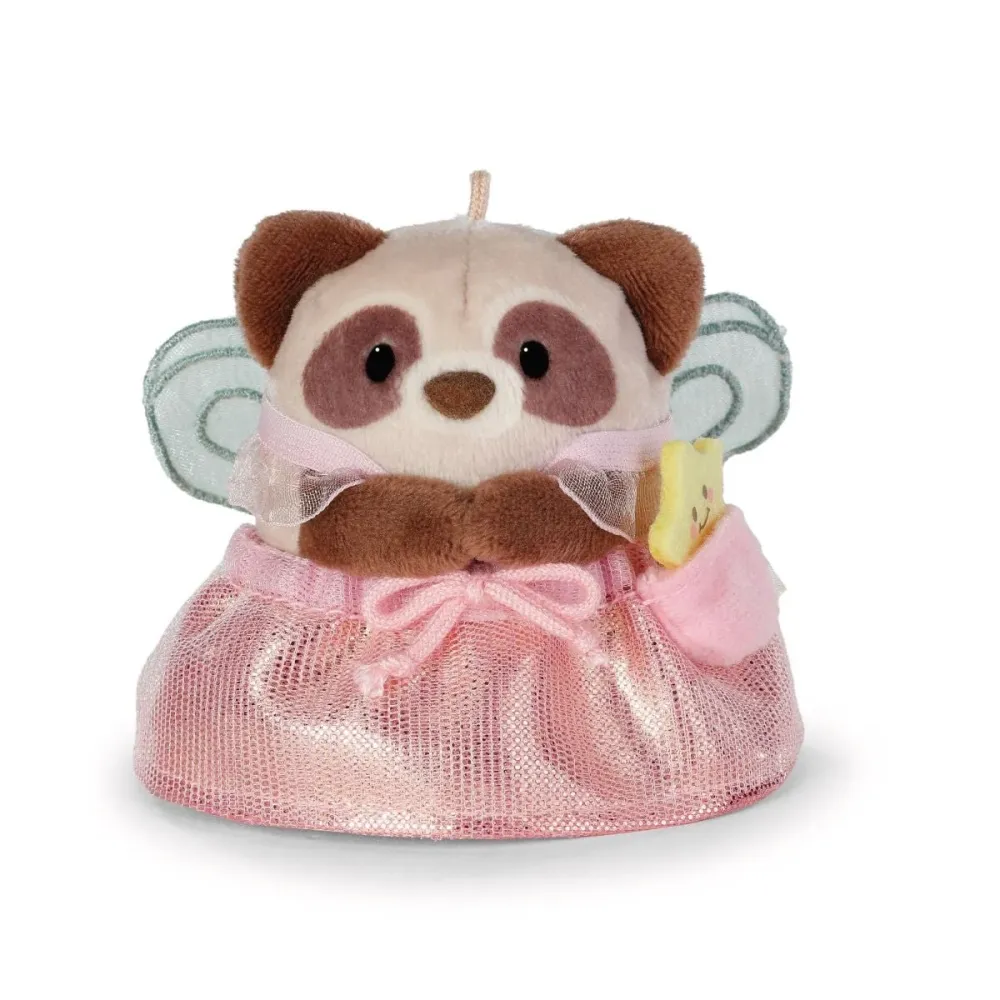 NICI MyMochi Plysj 8 cm - Vaskebjørn Rakuma med Tryllestav/Fe klær