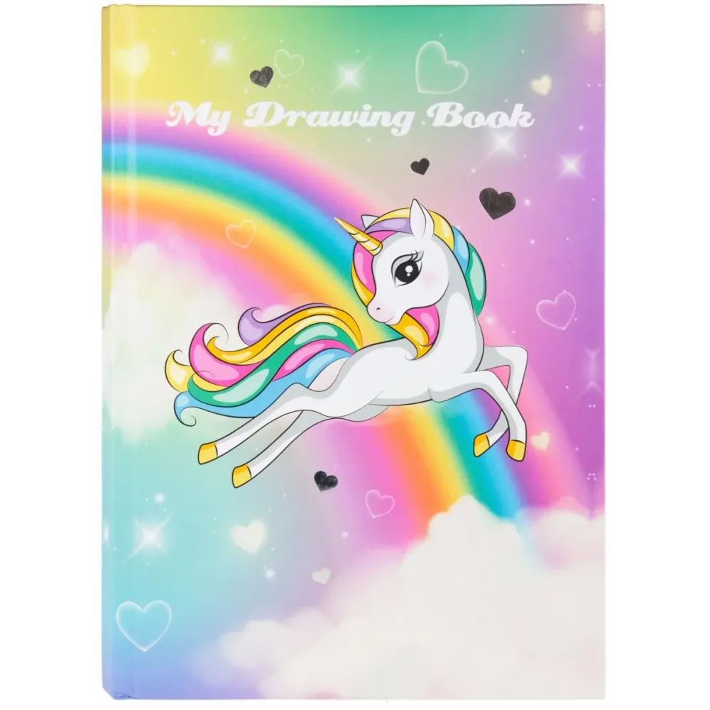 Tegnebok med 72 hvite ark - Unicorn Play and Learn