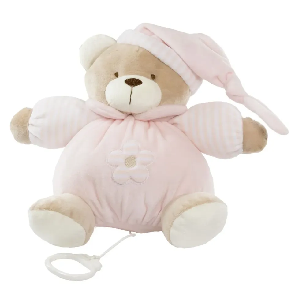 Tinka Baby Bamse med musikk 22 cm - Rosa kosebamse med spilledåse