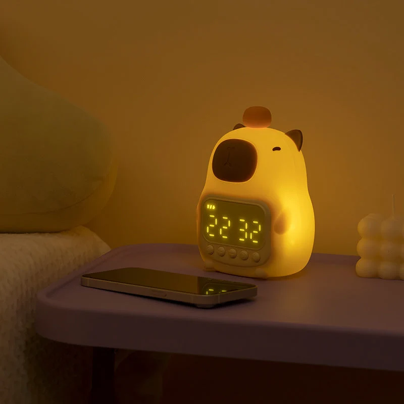 Søt Capybara Nattlys LED – Barnevekkerklokke & Nattlampe Soverom | Luvikno