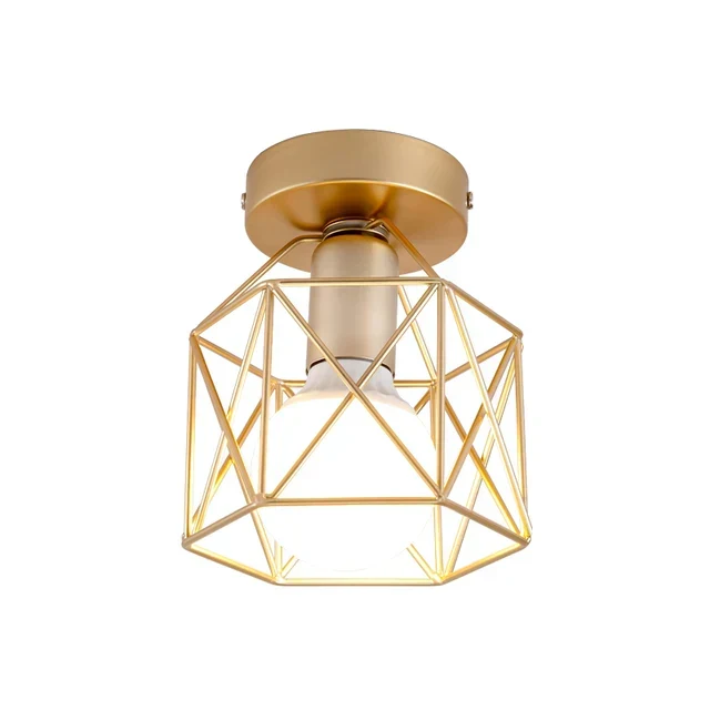 Moderne taklampe med gyldent metallgitter – Stilig belysning gang og stue | Luvikno