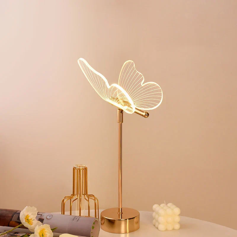 Butterfly LED Bordlampe i Retro Design - Dekorativ Skrivebordslampe Stue, Soverom & Kontor | Luvikno