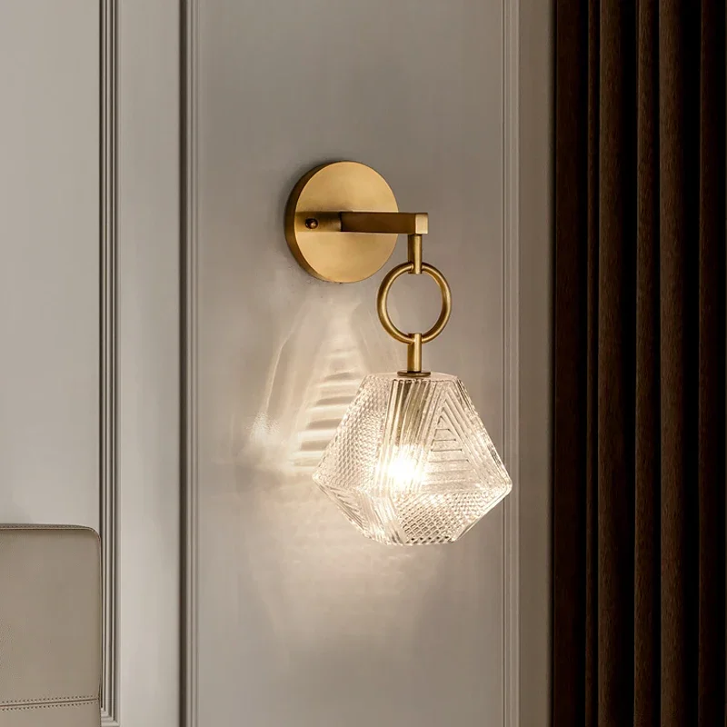 Moderne Glass Vegglampe i Vintage Stil - Vegglampe laget av Messing og Glass | Luvikno