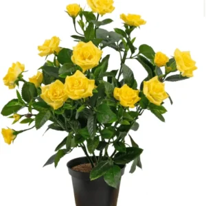 Kunstig Rosebusk Gul UV i Potte 35 cm
