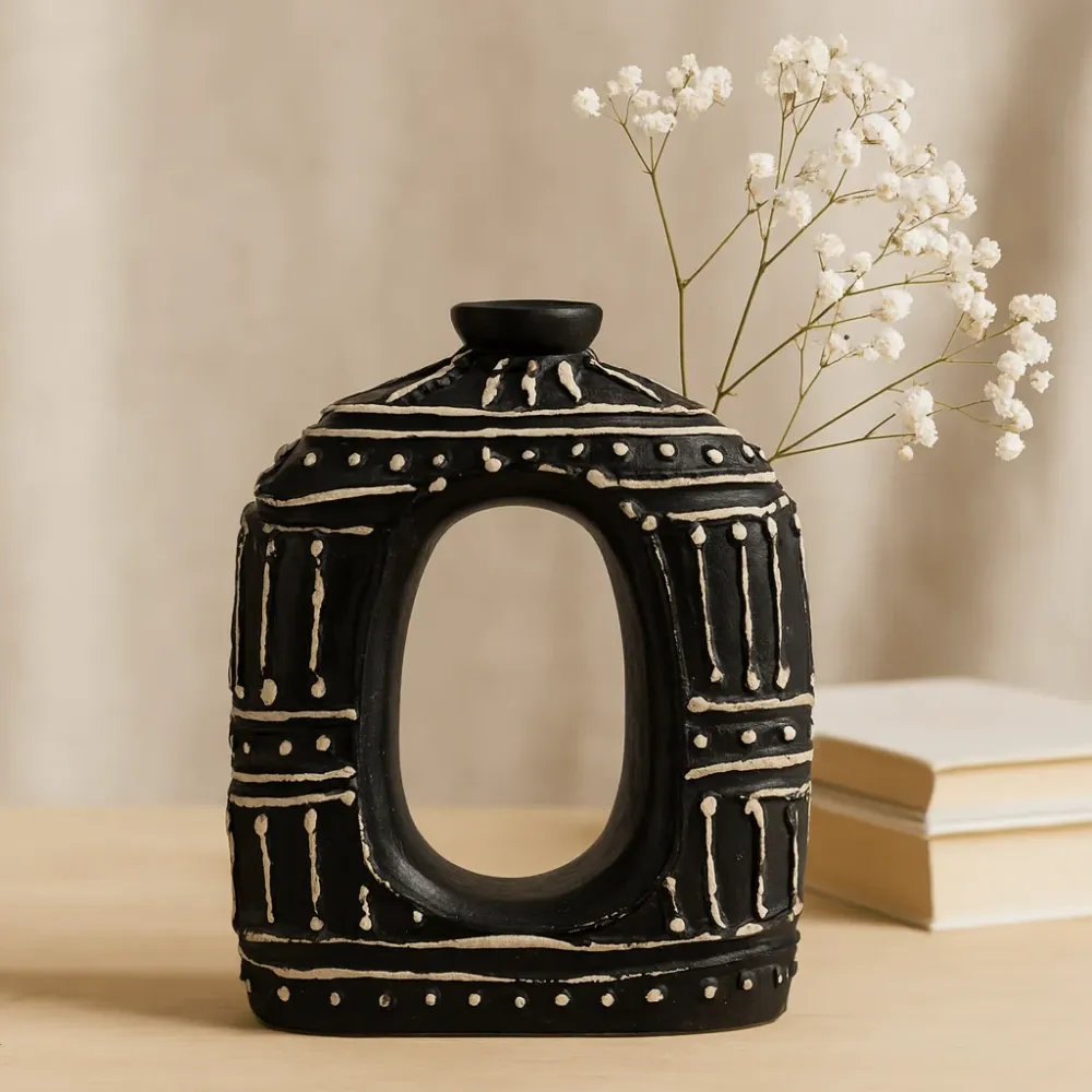 Donut Vase Oval Sjokoladebrun 23cm