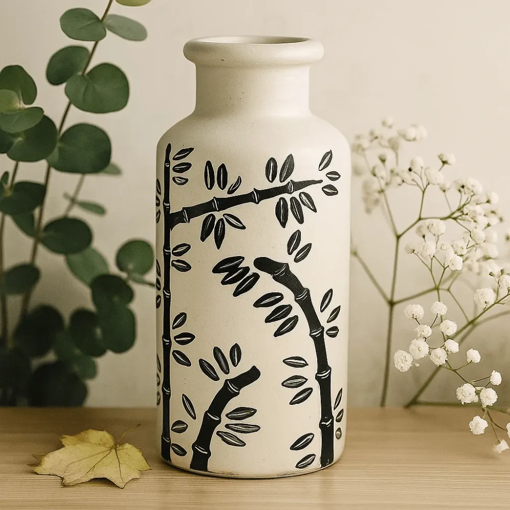 Vase Boho bambusmønster rett naturlig