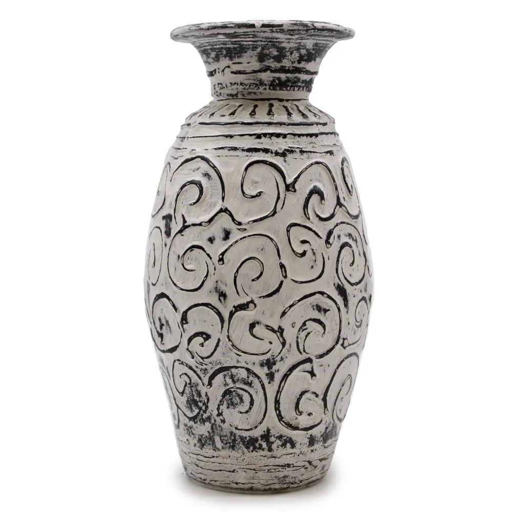 Vase, boho kremfargede snurrer