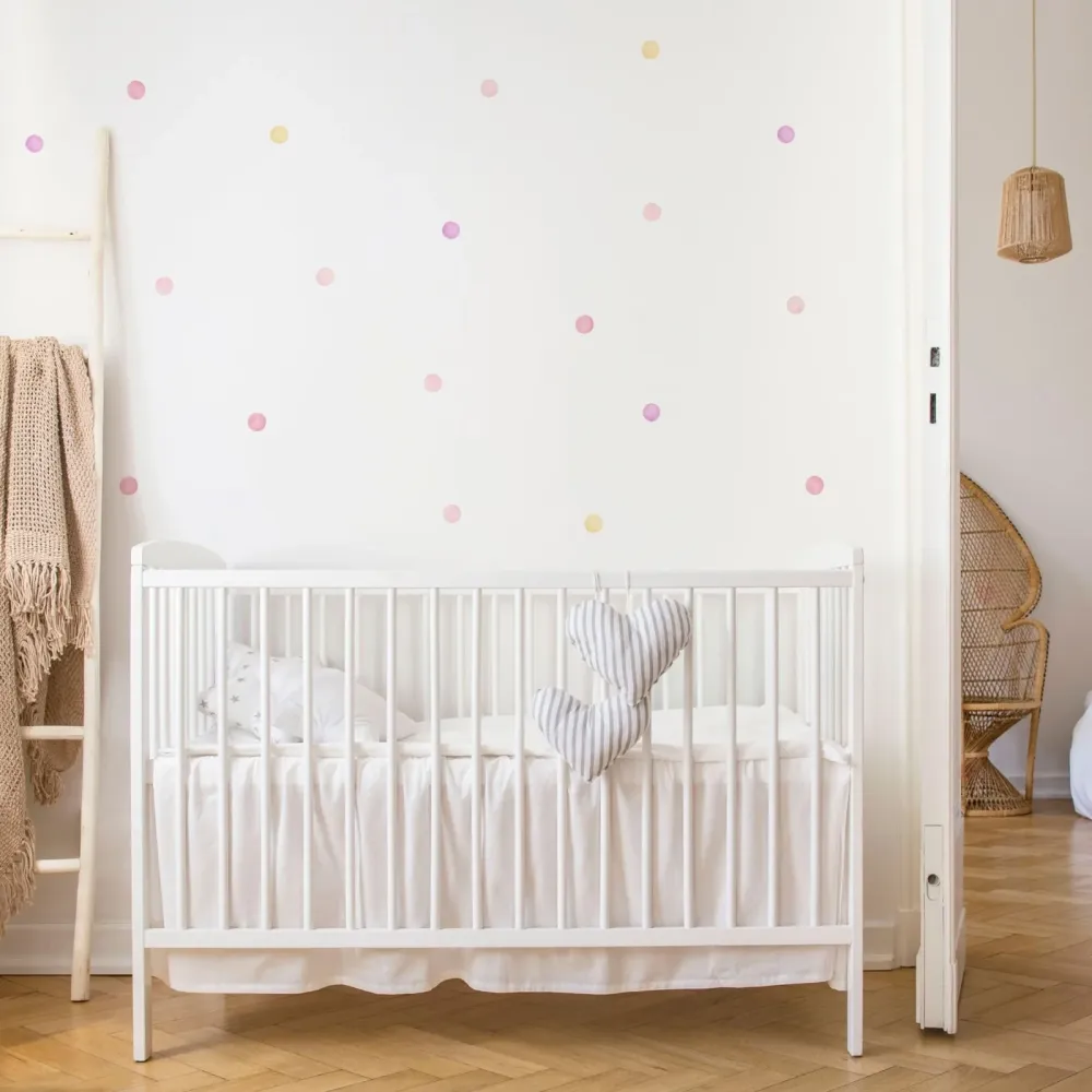 Rosa miks akvarell polka prikk veggklistremerker, 3,5 cm