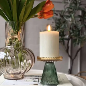 Lysestake Glass - Gyllen/Grønn