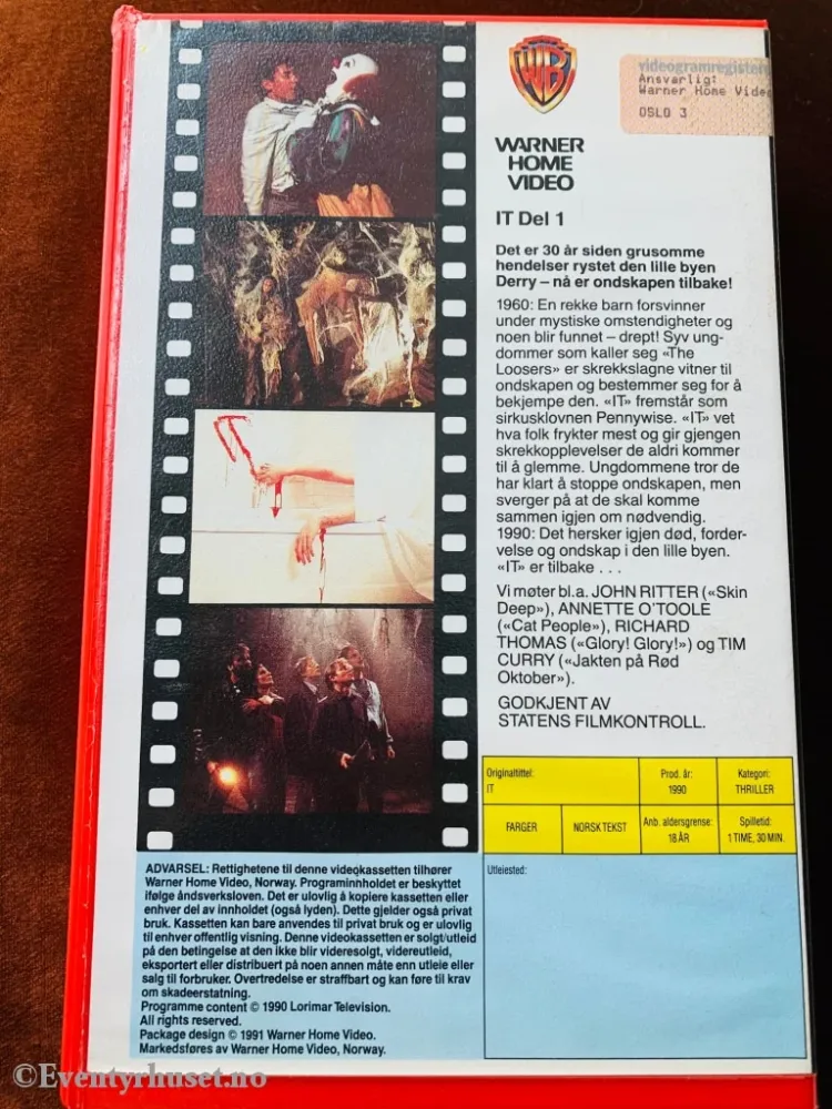 Stephen Kings IT. Del 1. 1990. VHS Big Box.
