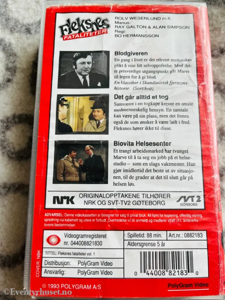 Fleksnes fasiliteter. Vol. 1 (NRK/SVT). VHS fra utleie.