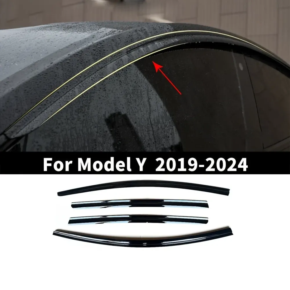 Vindusvisirer skygge vind deflektor regnvakt tesla modell y 2019-2024 4 stykke sett